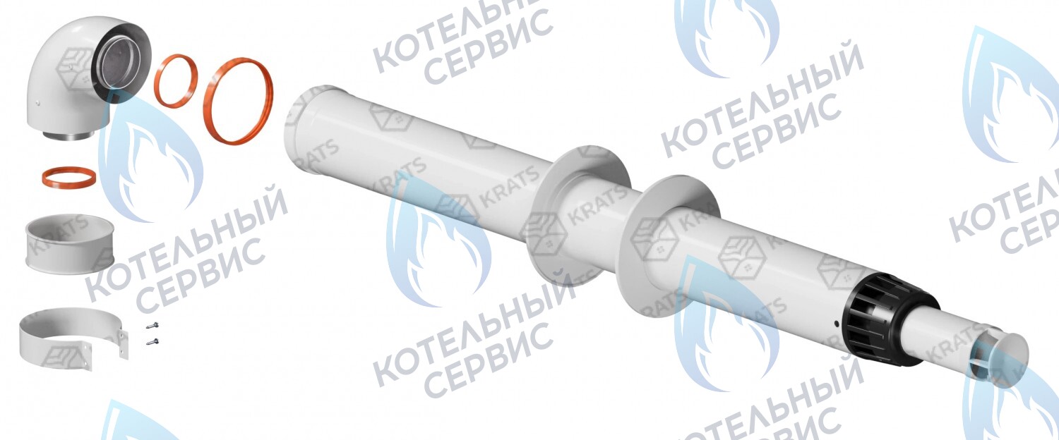 KTL-01V-1 Коаксиальный комплект дымохода 60/100 1м KRATS АНТИЛЁД (без фланца) в Барнауле