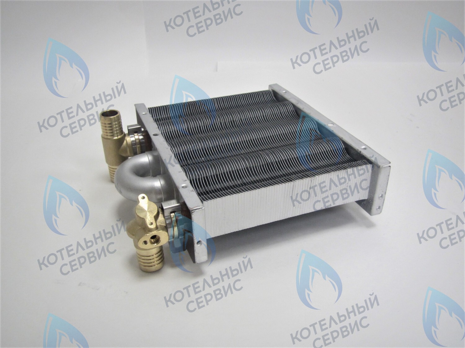 EM021-142-Фитинг-Комп Теплообменник первичный основной (с фитингами) 142мм 67 FIN (100 HSG/ICH/MSC) DAEWOO в Барнауле