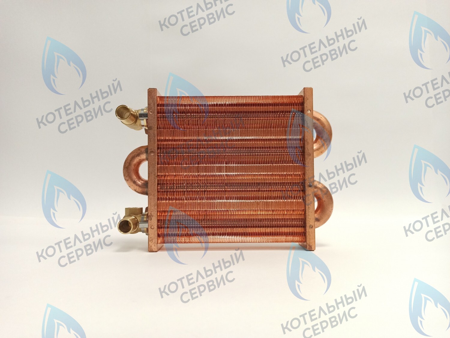 EM021-180-02-Фитинг-Комп Теплообменник первичный основной (с фитингами) 180мм 85 FIN (130-200 HSG/ICH/MSC) (3318108610, 3318108640) DAEWOO в Барнауле