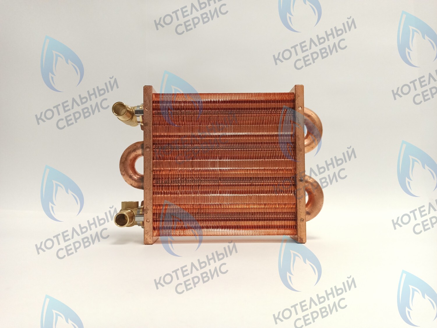 EM021-180-02-Фитинг-Комп Теплообменник первичный основной (с фитингами) 180мм 85 FIN (130-200 HSG/ICH/MSC) (3318108610, 3318108640) DAEWOO в Барнауле