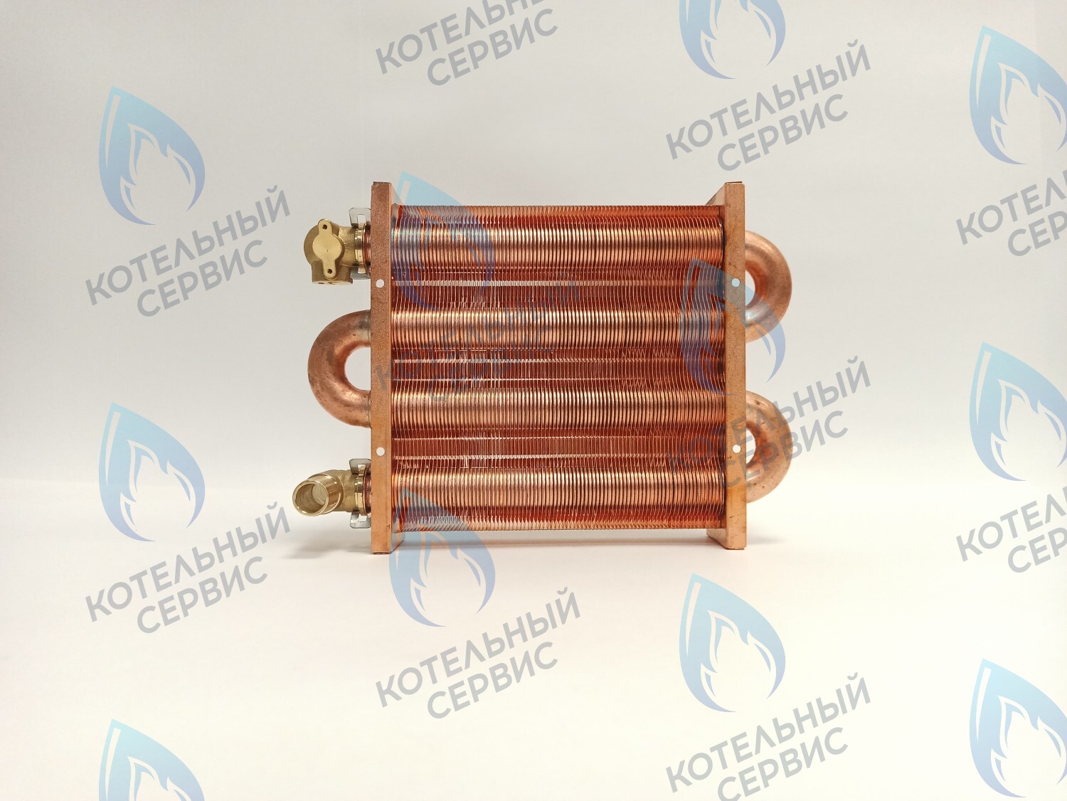 EM021-180-02-Фитинг-Комп Теплообменник первичный основной (с фитингами) 180мм 85 FIN (130-200 HSG/ICH/MSC) (3318108610, 3318108640) DAEWOO в Барнауле