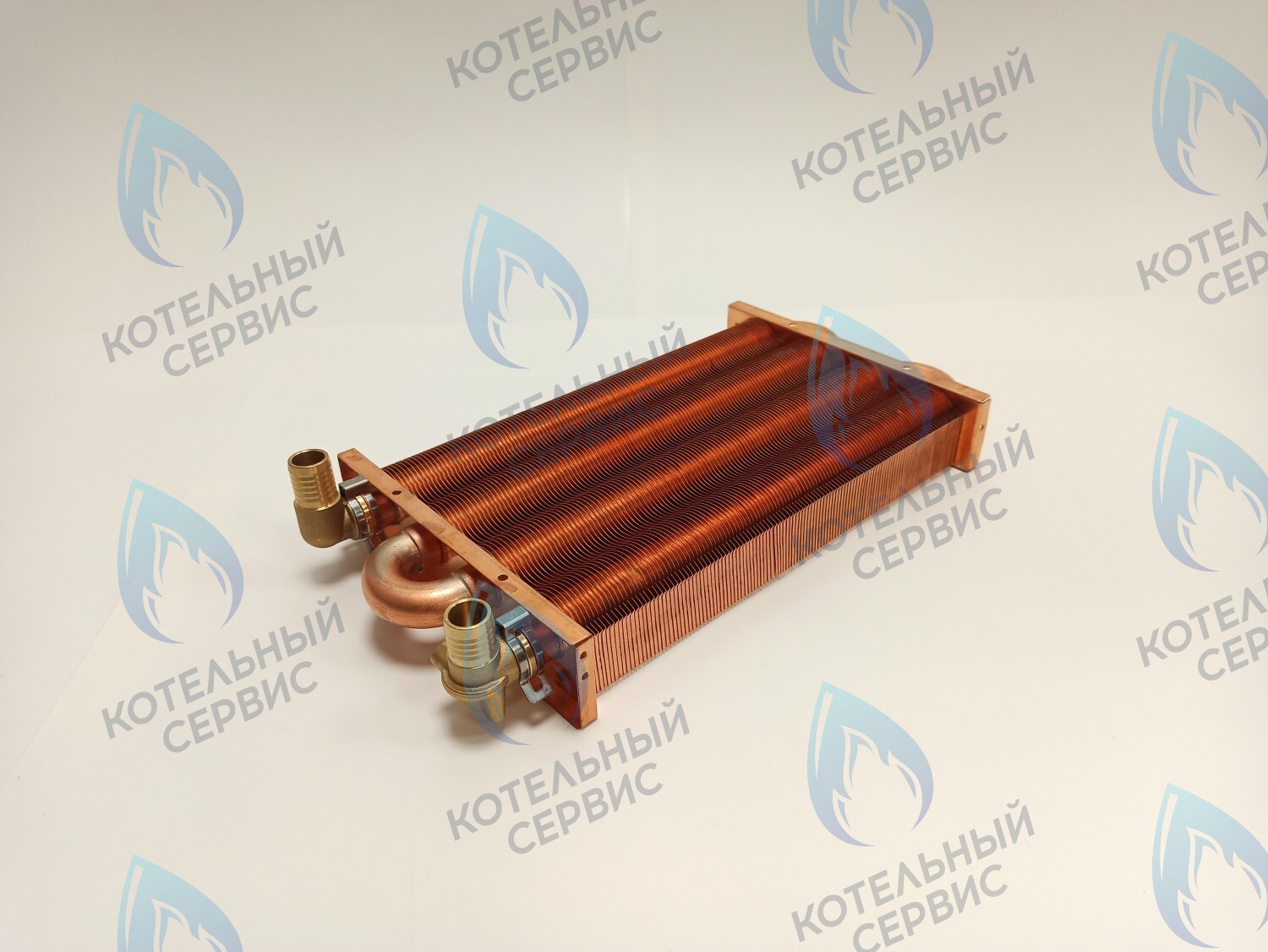 EM021-280-02-Фитинг-Комп Теплообменник отопления медный с фитингами (280 мм) 122 FIN (250-300MSC) DAEWOO в Барнауле