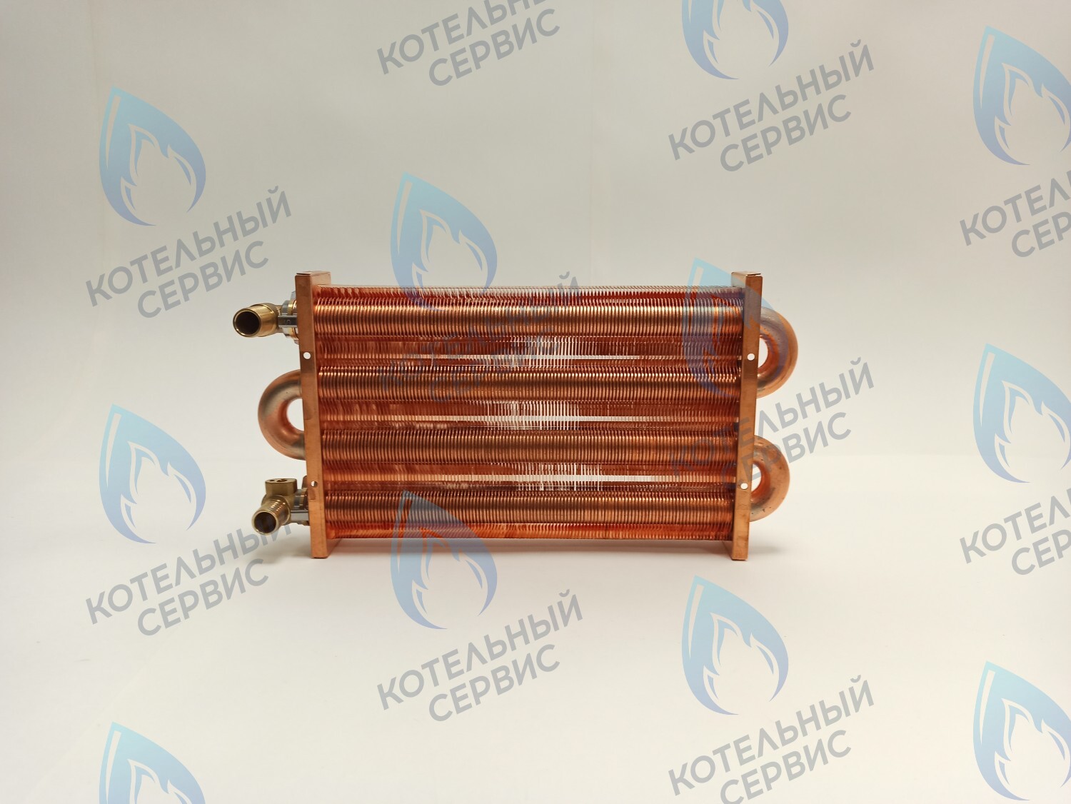 EM021-280-02-Фитинг-Комп Теплообменник отопления медный с фитингами (280 мм) 122 FIN (250-300MSC) DAEWOO в Барнауле