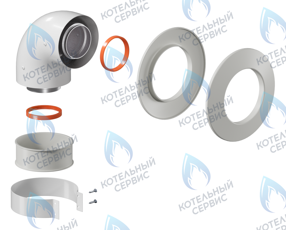 K-01V Отвод коаксиальный (колено) D60/100 (хомут в комплекте) в Барнауле