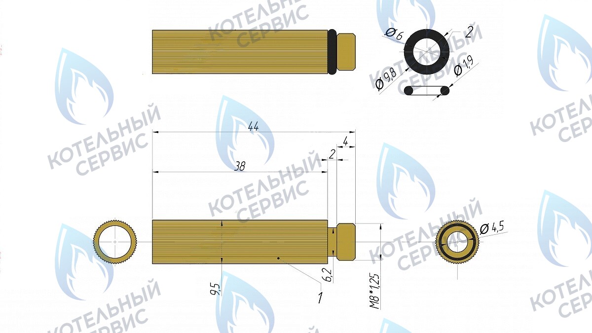 5645 Клапан аварийного давления L=44мм M8x1,25 в Барнауле