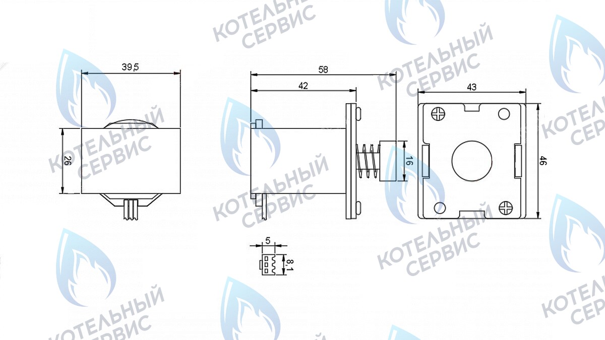 17501 Соленоид водонагревателя Neva Comfort, BaltGaz, Vektor, OASIS, Zanussi (аналог)	850	800	800 в Барнауле